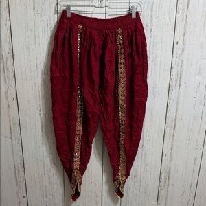 Elegant Red Embellished Men's Pants